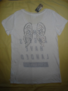 NWT Victoria's Secret Bling New York Fashion Show Angel Wing T shirt Top New XS
