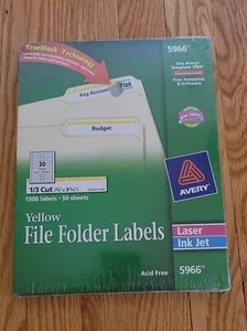 Avery Self-Adhesive File Folder Labels, White, Yellow Border, 1500/Box (AVE5066) - Picture 1 of 3