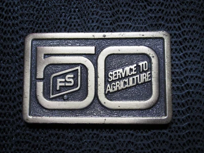 FS PRODUCTOS AGRÍCOLAS 50 AÑOS SERVICIO CINTURÓN HEBILLA EN BLANCO! ¡VINTAGE! RARO! PIEZAS Foto 1 de 4
