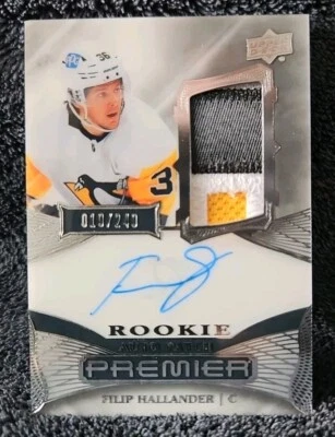2022-23 Upper Deck Premier Acetate Rookie Filip Hallander RC PATCH AUTO 19/249  - Image 1 of 2