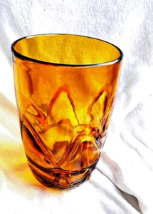 Amber Vase w/ Swirl Art 9” X 5.5” Vintage Floral Table Art - Picture 1 of 5
