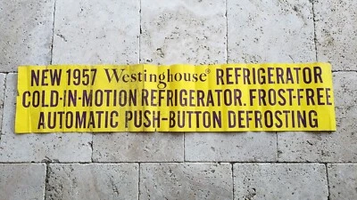 Banner de papel publicitario vintage 1957 Westinghouse frío en movimiento para refrigerador Foto 1 de 4