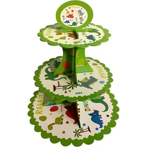 AEX 3 Tier Cake Stand Kids Party Dinosaur Muffin Cupcake Dessert Holder Supplies - Picture 1 of 8