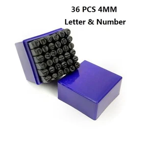 36 Stck. 4 mm 5/32 Zoll Buchstaben & Zahlen Stempel Stahl Alphabet Stanzen Pressset - Bild 1 von 4