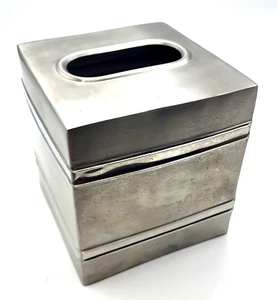 Cubierta de caja de tejido cromado Paradigm hecha en la India 5x5x5.5" NUEVA con etiqueta - Imagen 1 de 8