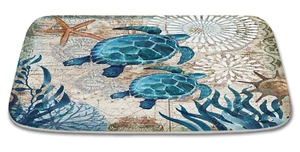 Sea Turtles Nautical Blue Ocean Beach Animals Coral Velvet Bath Rugs Non Slip Sh - Picture 1 of 12