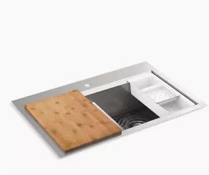 KOHLER K-80085-1PC-NA Task Kitchen Sink, 33 Damaged On Corner See Photo - Picture 1 of 3