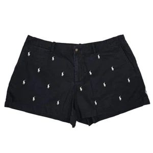Polo Ralph Lauren pantaloncino donna tg 12 blu navy tutto ricamato pony chino - Foto 1 di 8