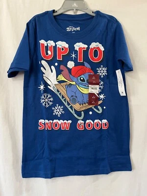 Disney Lilo & Stitch "Up To Snow Good" T-shirt Boys U pick Sizes New - Image 1 of 3