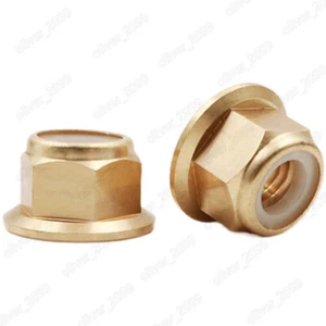 Dadi di bloccaggio a flangia esagonale in ottone con inserto in nylon M2 M3 M4 M5 M6 M8 - Foto 1 di 6