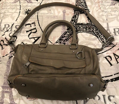 Rebecca Minkoff Handbag Women Taupe Leather Regan Satchel Crossbody Purse Bag - Image 1 of 4