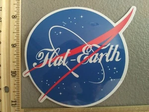 New Blue Flat Earth Space Big Red Parody Logo Vinyl Decal Sticker Car Truck Meme - Picture 1 of 12