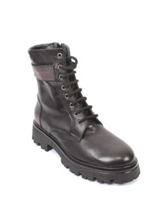 Vernissage 23271 Black Leather Zip-Up Lace-Up Ankle Boots 39 / US 9 - Picture 1 of 8