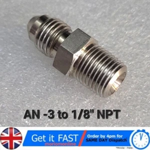 AN-3 (AN3 AN 03) auf 1/8" NPT gerade Edelstahl Adapter - Bild 1 von 3