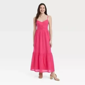 Universal Thread Maxi Sundress Pink Size L Cotton blend Summer Lightweight NWT - Picture 1 of 8
