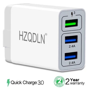 Fast Wall Charger QC 3.0, 3 PortsTravel Plug Compatible iPhone/Samsung/Edge/LG H - Picture 1 of 7
