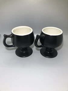 Black Pottery Irish Coffee Mugs Vtg HALL USA 2274 Set Of 2 - Picture 1 of 6