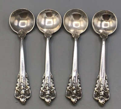 Grande Baroque por Wallace conjunto de 4 colheres de sal de prata esterlina 2,5" - Imagem 1 de 4