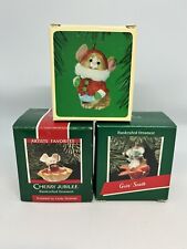 Hallmark Ornaments Lot (3) Christmas Mouse Mice “Goin’ South” “Cherry Jubilee” +