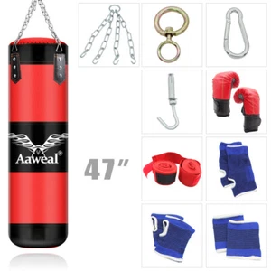 Boxing Punching Bag Set Heavy Cardio Training Kickboxing MMA Gloves Adult Kids - Picture 1 of 14