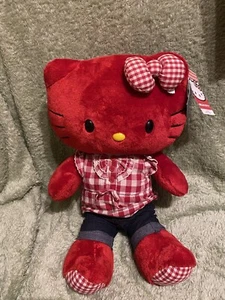 Build A Bear Sanrio Hello Kitty Red Gingham Heart 18"" limitierte Auflage mit Schleife - Bild 1 von 7
