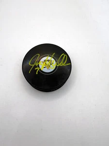 JOE MULLEN Pittsburgh Penguins SIGNED Autographed Hockey Puck JSA COA - Picture 1 of 4