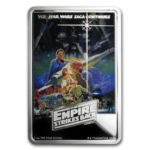 2017 Niue, $2 Star Wars, El Imperio Contraataca, póster de película moneda de plata - Imagen 1 de 6