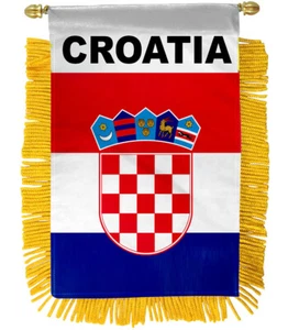 1 Dozen Croatia Mini Banner Flag 4x6in International Rear view Mirror Flag - Picture 1 of 2