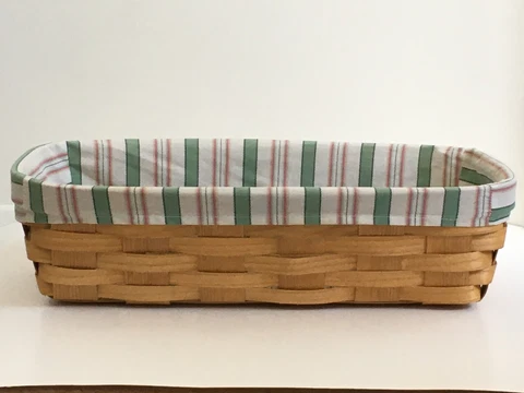 Peterboro Basket Co Rectangular w/ Removable Liner Made in USA. 16.5 x 8.5 x 4.5 Cover