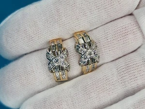 Criss Cross Design High Quality 3 CT Diamonds In 14k Yellow And White Gold - Picture 1 of 12