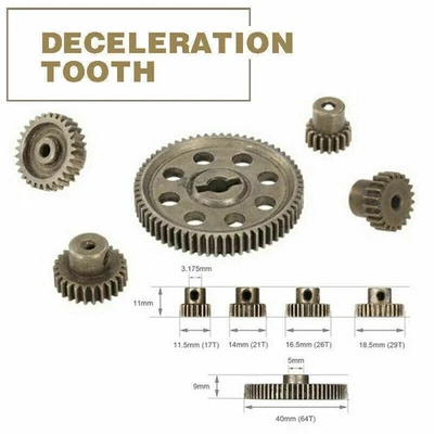 5x Motor Ritzel Zahnrad 17T-64T 3.175mm/5mm Schaft für RC 1/10 HSP 94111 941 - Bild 1 von 4