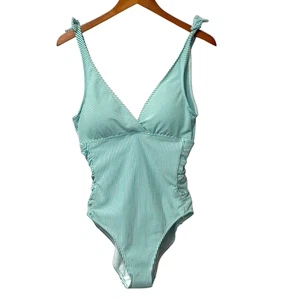 Lauren Ralph Lauren NWT One-Piece Swimsuit Green White Stripe Underwire Size 10 - Picture 1 of 13