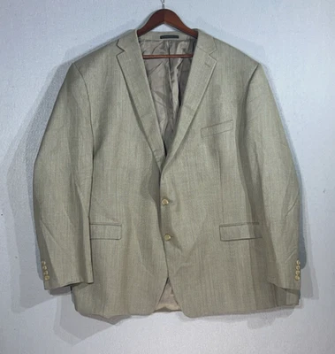 Jaqueta Blazer Lauren Ralph Lauren Mescla de Lã de Seda Bege Claro Casaco Esportivo Masculina 58L - Imagem 1 de 4