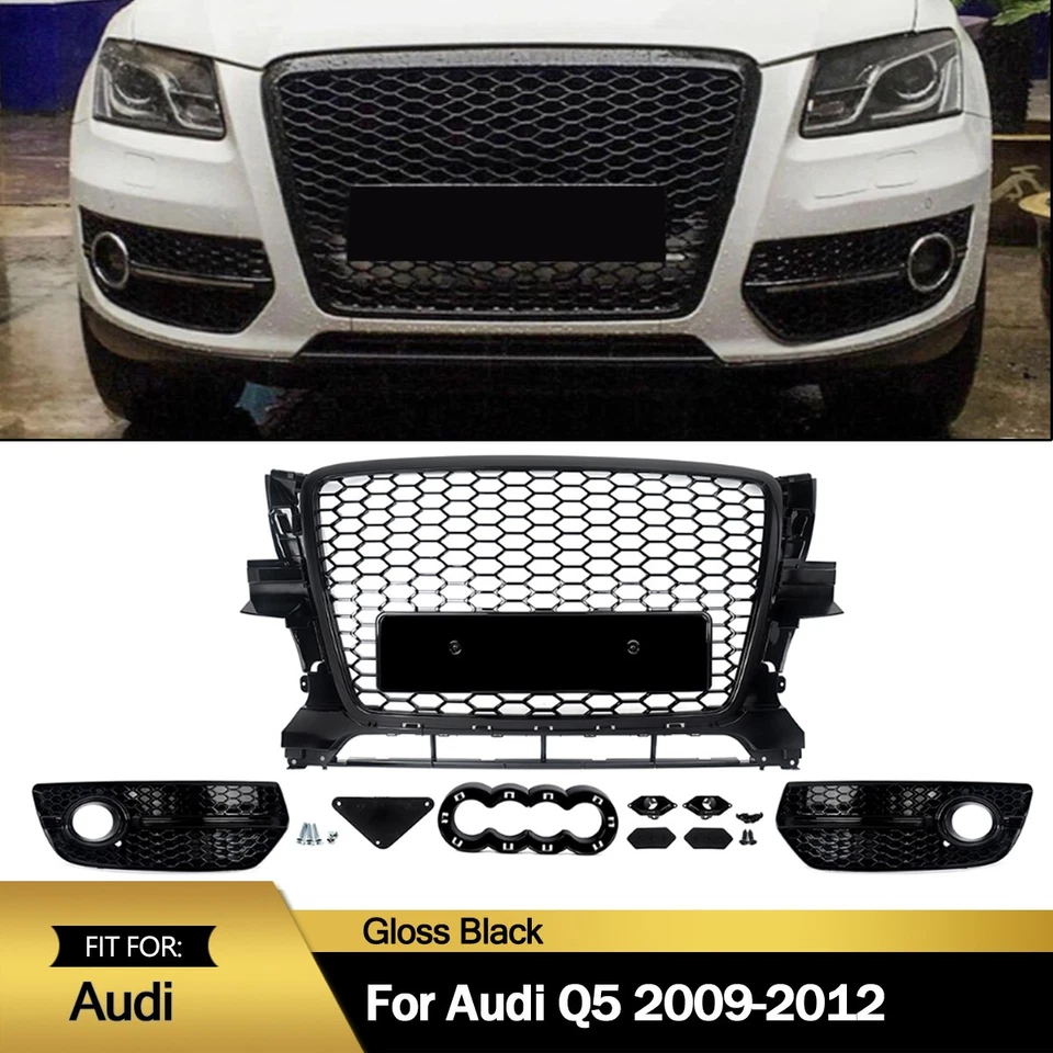 RSQ5 Style Front Bumper Grille Fog Light Grilles For Audi Q5 2009-2012 Honeycomb Foto 1 de 4