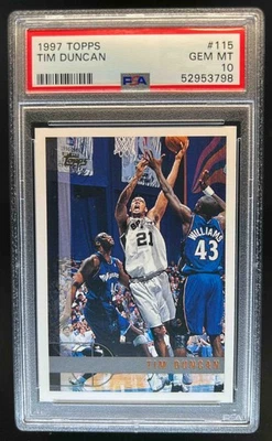 1997-98 Topps Tim Duncan RC Rookie #115 Spurs PSA 10 Foto 1 de 2