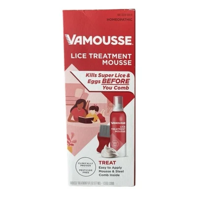 Tratamiento homeopático para piojos Vamousse mousse no tóxica 6 OZ mata súper piojos y huevos Foto 1 de 4