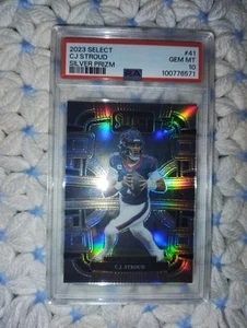 2023 PANINI SELECT SILVER PRIZM #41 CJ STROUD ROOKIE RC PSA 10 - Picture 1 of 2
