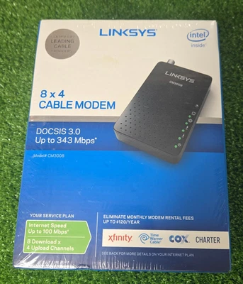 LINKSYS CM3008 8 x 4 Cable Modem DOCSIS 3.0, 343 Mbps New Sealed - Image 1 of 4