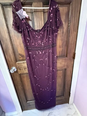 Adrianna Papell Women's Beaded Blouson-Sleeve Gown, Size 16, Cocktail Formal - Image 1 of 4