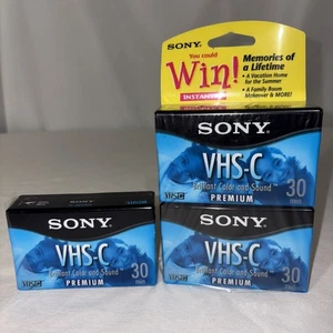 Confezione 3 nastri sigillati Sony VHS-C Premium - SP 30 minuti TC-30VHGL - - Foto 1 di 3