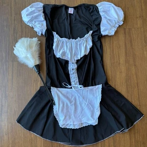 Roma Sexy French Maid Costume S/M Black Dress Feather Vintage Y2k USA Roleplay - Picture 1 of 10