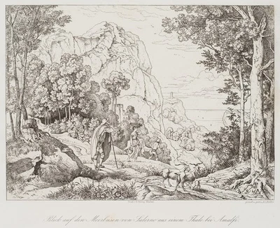 L. RICHTER (1803-1884), Tal bei Amalfi ,  1875, Radierung Romantik Landschaft - Bild 1 von 4