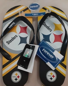 Pittsburgh Steelers Logo Flip Flop Sandals Unisex Adult (S) Small Size NWT NFL - Picture 1 of 5