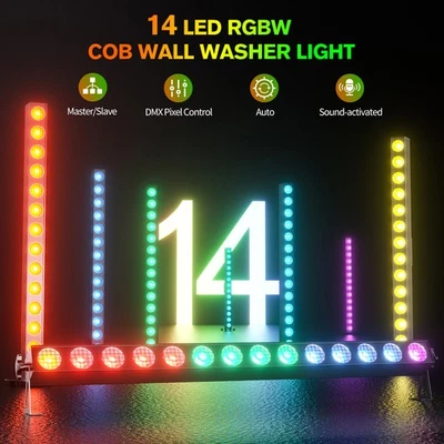 280W RGBW 14LED Wall Wash Light Strobe DMX Stage Disco Party Lighting Halloween - Image 1 of 4
