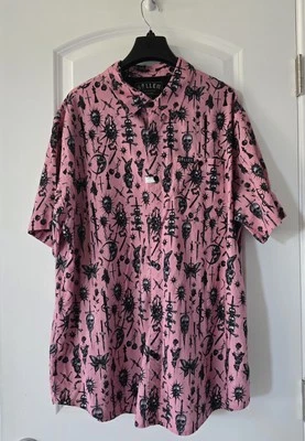 Camisa de manga corta con botones rosa de la muerte de Sullen Art Company para hombre talla XL Foto 1 de 4