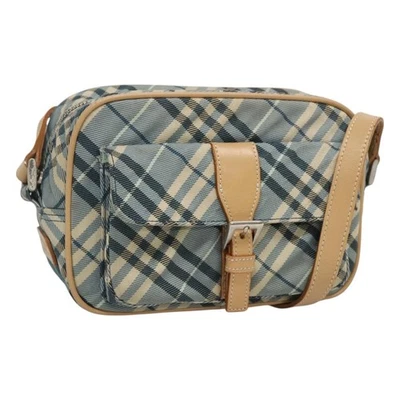 Auténtico bolso de hombro BURBERRY Nova Check etiqueta azul nailon azul plata 131046 Foto 1 de 4