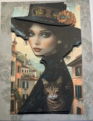 Tarjetas de felicitación 3D hechas a mano Yo y mi gato CHAPADO por Kim Foto 1 de 2