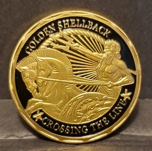 MILITARY/SPIRITUAL/RESCUE CHALLENGE COIN - U.S. NAVY "GOLDEN SHELLBACK" - Bild 1 von 2