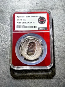 2019-S PF69 ULTRA CAMEO - APOLLO 11 50th Anniversary Silver Clad 50c Coin - NGC - Bild 1 von 3
