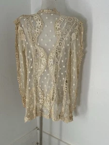 Antique 1910s Irish Lace Crochet Equestrian Ascot Jacket S/M - Picture 1 of 6